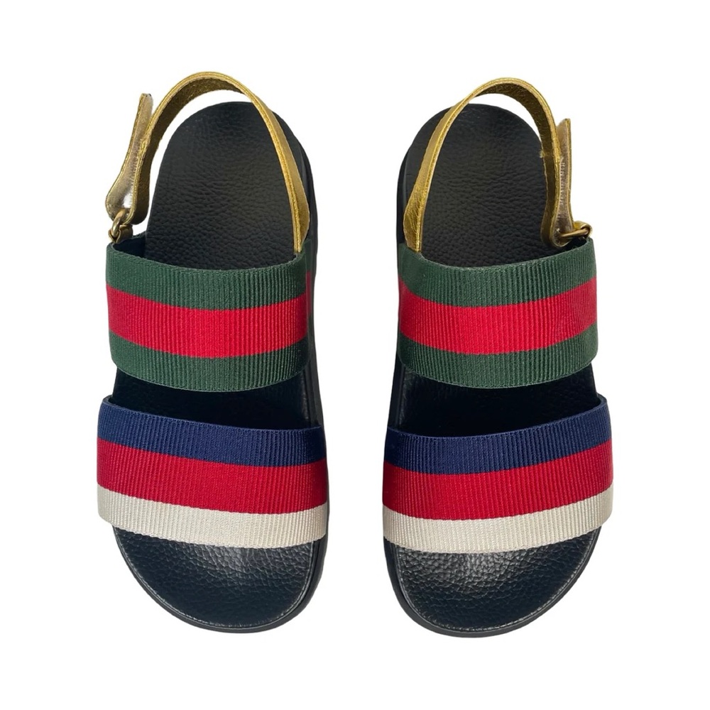 GUCCI - MULTICOLOR WEB PLATFORM SLINGBACK SANDALS